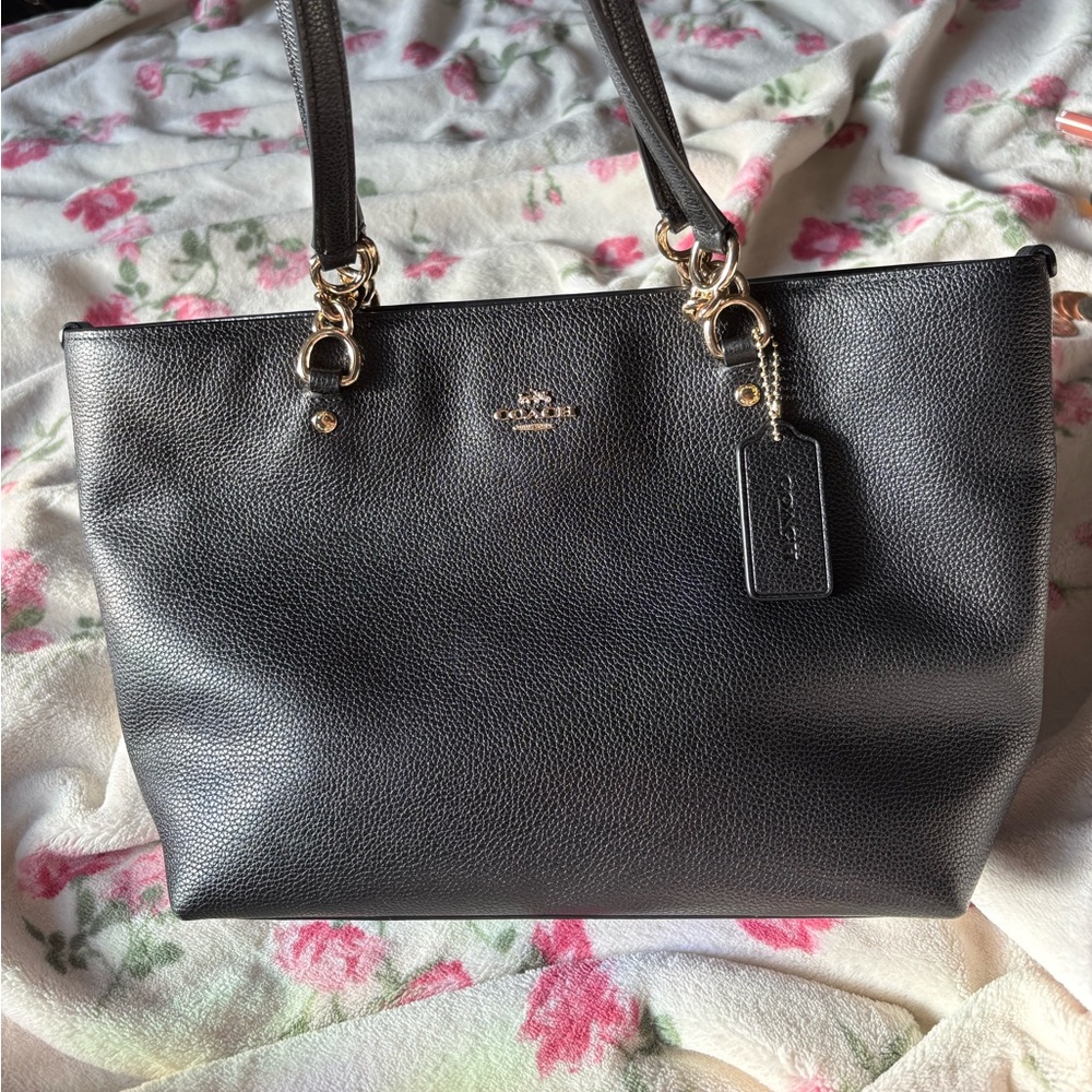 Coach Black Pebbled Leather Tote